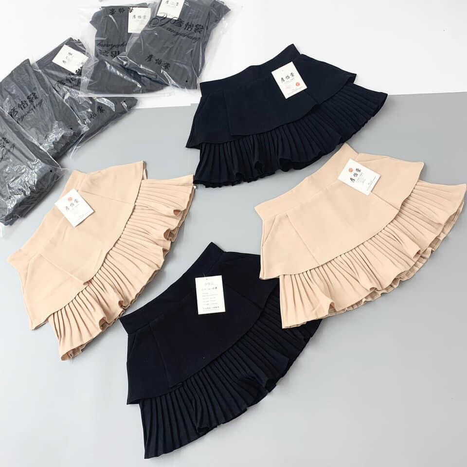 Chân váy 2 tầng xoè xếp ly tuyết mưa lưng cao phối thời trang alohashop91