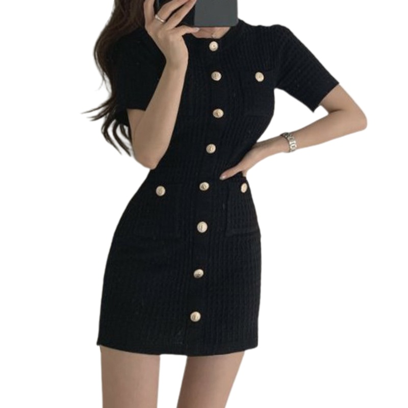 Đầm Body Tay Ngắn Màu Sắc Tương Phản Thời Trang Mùa Hè Quyến Rũ Cho Nữ