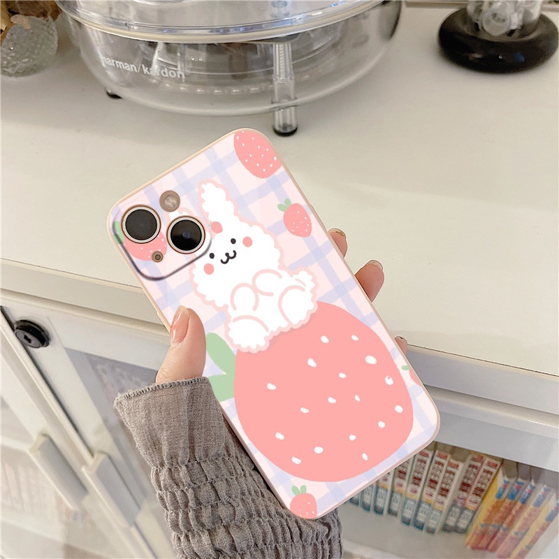 Ốp iphone thỏ dâu tây dễ thương cho iphone 6/6plus/6s/6splus/7/7plus/8/8plus/x/xr/xs/11/12/13/pro/max/plus/promax