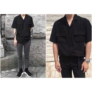 Áo Sơ Mi Tay Ngắn Nam Nữ Túi Hộp Unisex Chất Mềm Mịn Co Giãn