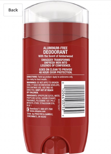 Lăn khử mùi không muối nhôm cho nam Old Spice Swagger 85g - hàng nhập Mỹ