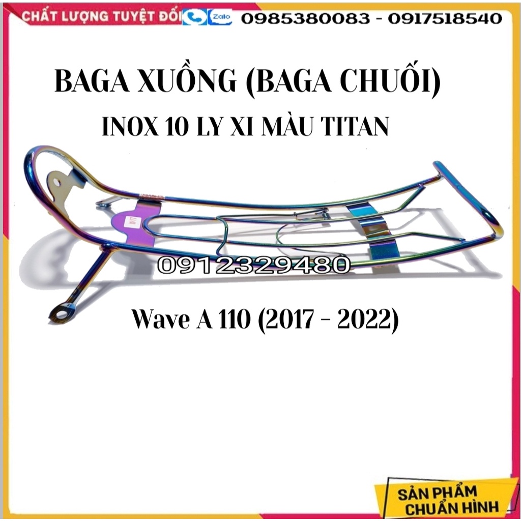 BaGa Xuồng  Inox 304, Sơn Đen, Xi Màu TiTan Mẫu Spark Kèm Móc Treo Đồ Lắp Cho Dòng Wave A 110