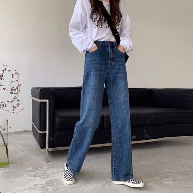 Size S (sẵn) | Quần jeans ulzzang ống rộng MS1838 | BigBuy360 - bigbuy360.vn