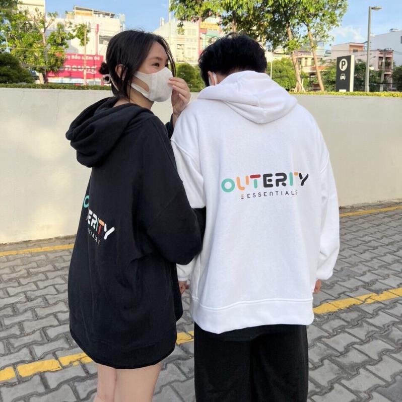 Áo Khoác Nỉ Mũ Hoodie Unisex Rainbow OUTERITY From Nam/Nữ 2 Màu Đen-Trắng Chất Nỉ Dày Dặn