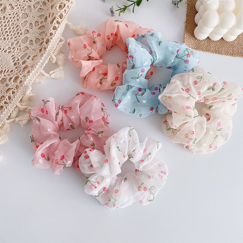 Dây cột tóc vải scrunchies quả cherry phiên bản Hàn Quốc siêu dễ thương DCR