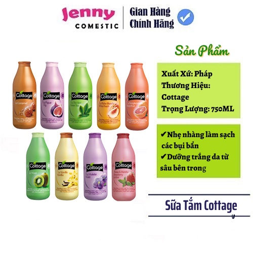 [CHÍNH HÃNG 100%] Sữa tắm dưỡng thể trắng da Cottage 750ml_Hương thơm tự nhiên đầy gợi cảm