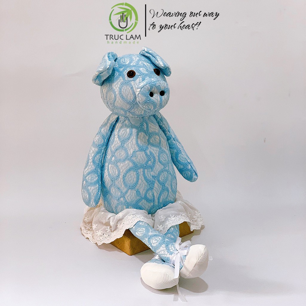 Đồ Chơi Cho Bé Thú Nhồi Bông Hình Con Heo Vải Ren Bông Gòn Cao Cấp Cỡ Lớn - Trúc Lâm Handmade