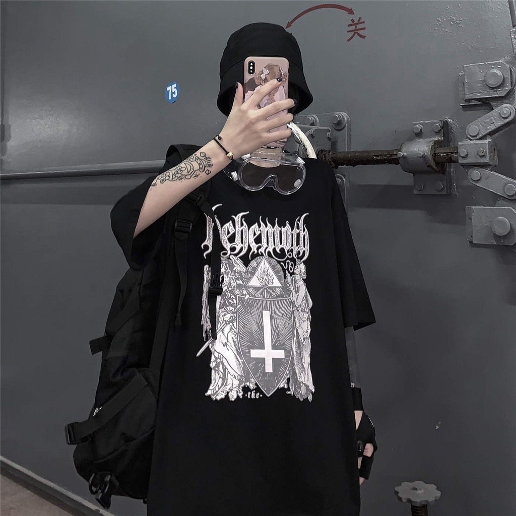 Áo thun tay lỡ Unisex dark goth áo phông form rộng áo đôi