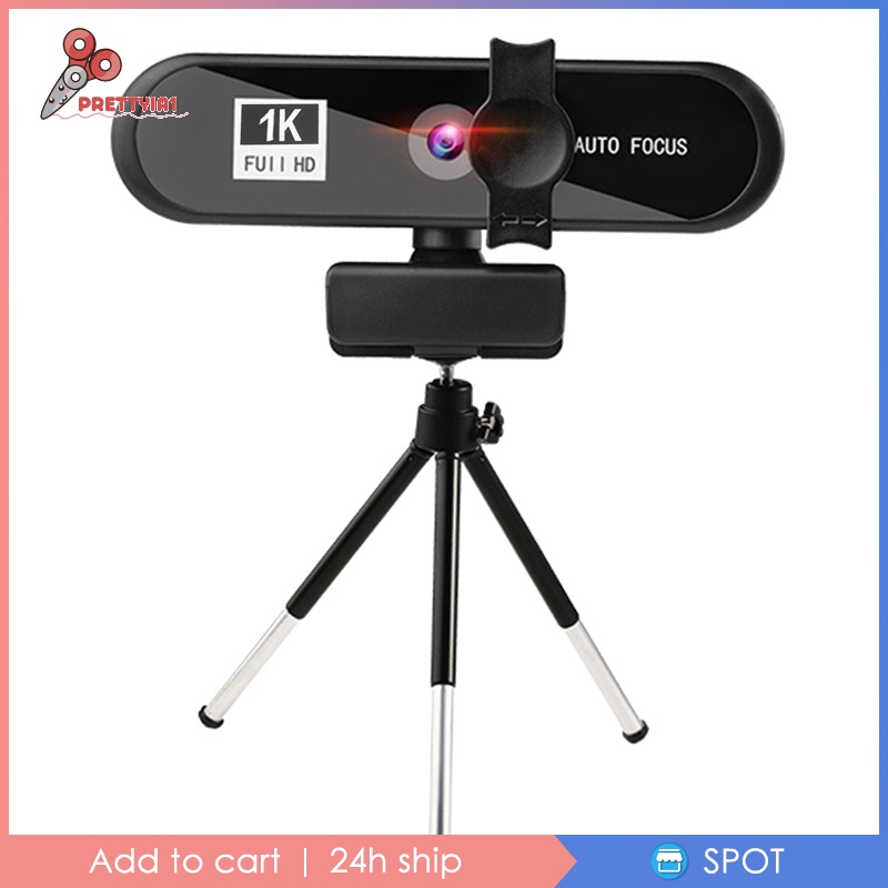 Webcam Prettyia1 1080P 2K 4K HD USB Tự Động Lấy Nét Có Giá Đỡ Ba Chân Bảo Vệ Chế Độ Riêng Tư Cho Laptop / Máy Tính Để Bàn