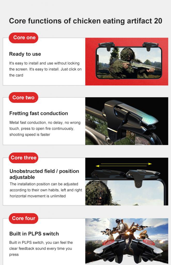 Metal ABS For PUBG Game Controller mobile phone Gamepad Mobile Joystick Trigger Aim Shooting L1 R1Key Button For IPhone 【Puue】