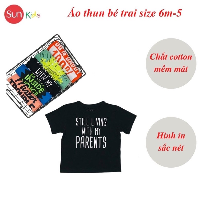 Áo thun bé trai xuất xịn, áo phông cho bé trai, chất cotton, size 6m-5 tuổi - SUNKIDS1