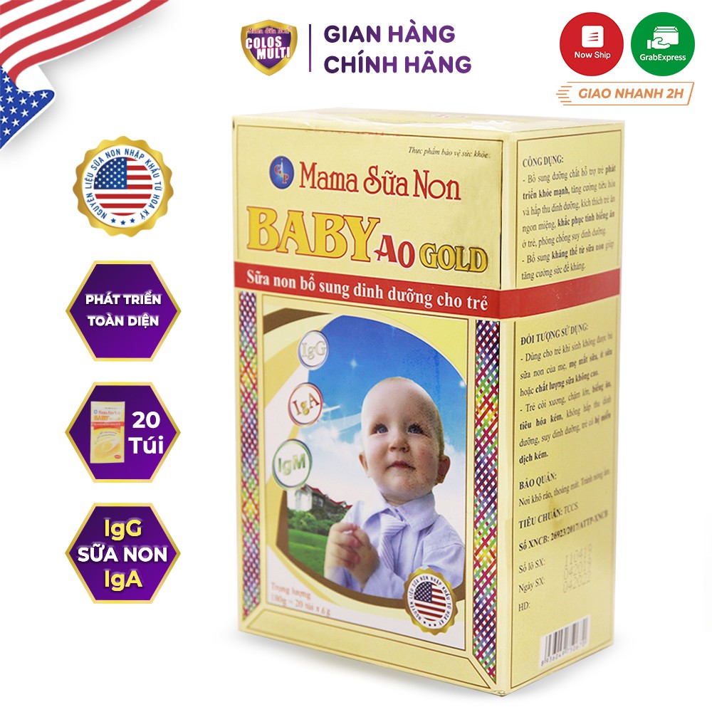 [Mã MKBCOL2 giảm 10% đơn 600K] Sữa non Colosmulti Baby A0 Gold hộp 20góix6g tăng cường tiêu hóa và sức đề kháng cho bé