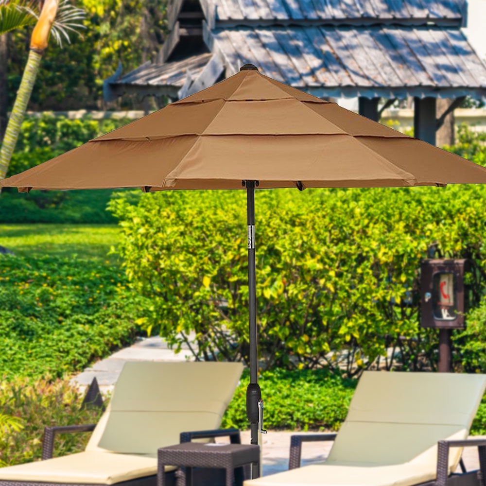 HomeBase SPRING Dù che Polyester khung nhôm hình tròn cho nhà biệt thự W250xH235xD250 màu nâu