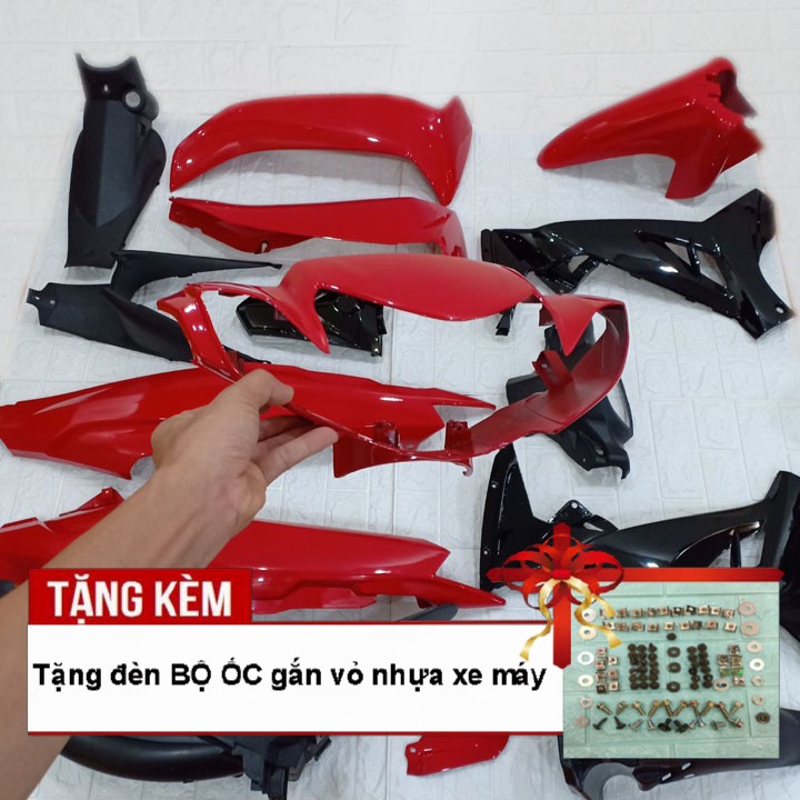 Dàn áo  Loại Phanh Cơ  dành cho xe SIRIUS đời 2005 đến 2018 màu ĐỎ CỜ , Tặng kèm bộ ốc theo xe