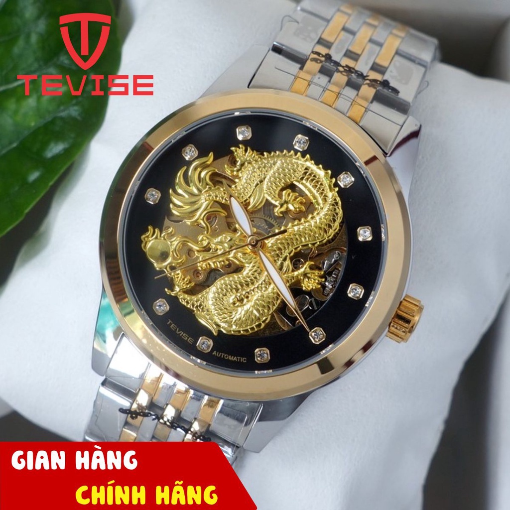Đồng Hồ Cơ Nam Tevise dây thép, chạy 3 kim-Tặng Hộp, Vòng Tay phòng thủy Đồng Hồ cơ nam Chống Nước , chống chống xước