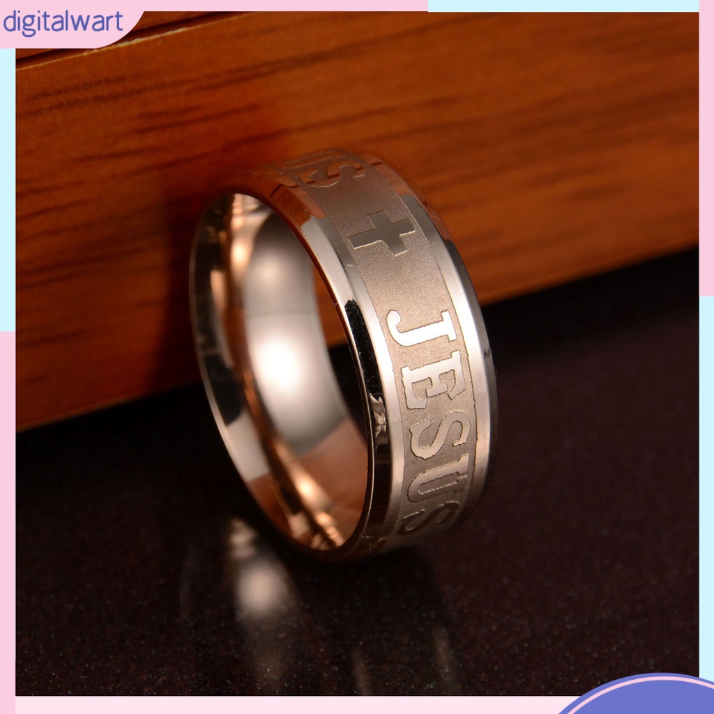 Nhẫn inox khắc chữ Jesus và chữ thập thời trang cho nam nữ