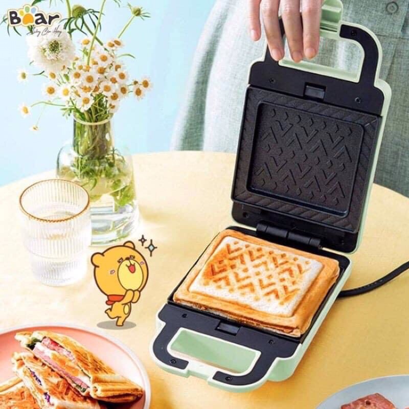 Máy kẹp bánh mỳ bear loại 2 bộ khuôn rời (kèm khay waffle)