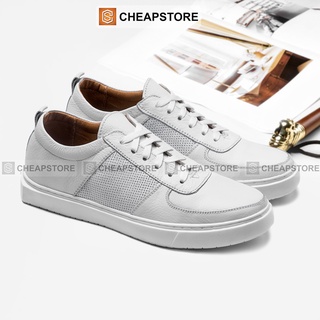 Giày da bò thể thao nam CHEAPSTORE CS418 Trắng - Giày tây tăng chiều cao (bảo hành 24 tháng)