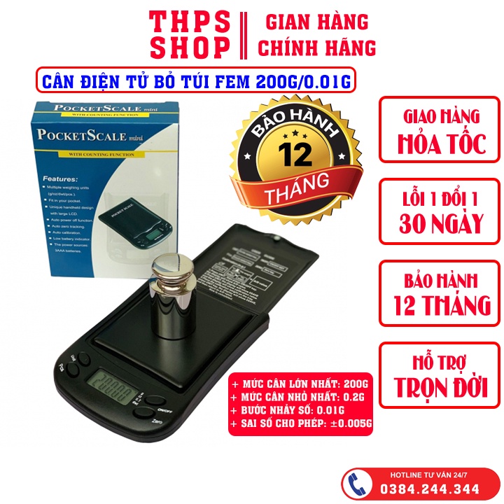 CÂN ĐIỆN TỬ MINI BỎ TÚI FEM 200G/0.01G - DÙNG LẤY ĐỊNH MỨC MẪU/ ĐẾM SỐ LƯỢNG MẪU