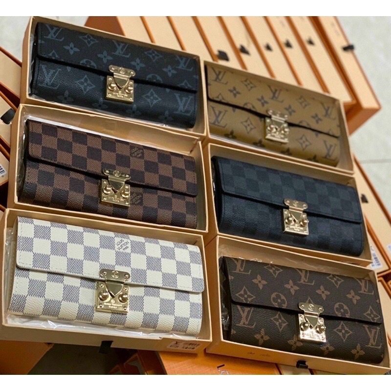 Ví nữ khoá nhấn  kèm hộp khoá vuông hàng đẹp cho nữ kèm ảnh thật