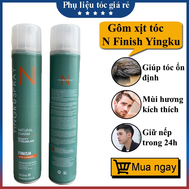 Gôm Xịt Tóc N Finish Yingku spay siêu cứng giữ nếp 400ml