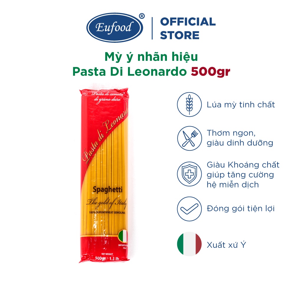 Mỳ Sợi Ý Pasta Di Leonardo 500g hiệu EUFOOD- Mỳ nhập khẩu ITALIA chính hãng