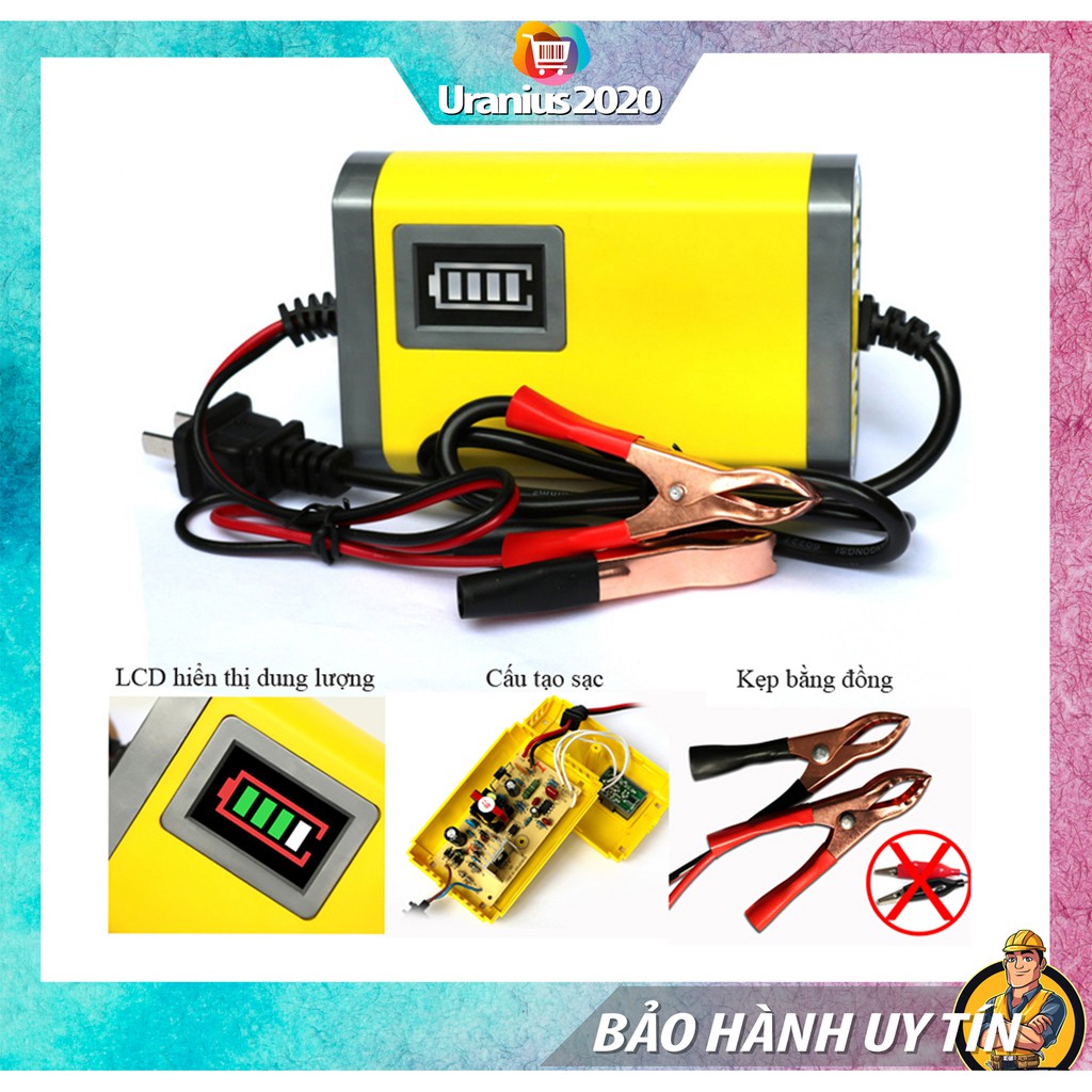 Bộ sạc acquy 12V-2A thông minh cao cấp Sạc Nhanh, Thông Minh [SALE LỚN] [SALE LỚN]