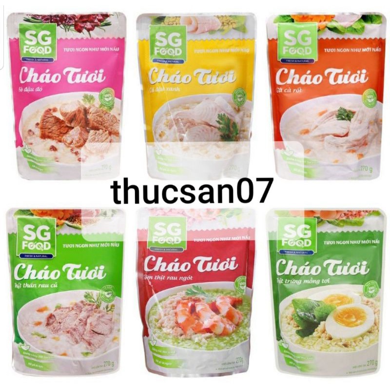 Cháo tươi SG Food deli các loại gói 270g