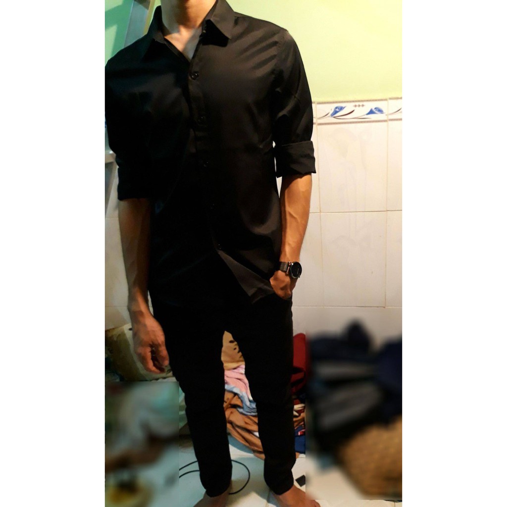 Áo Sơ Mi Nam Dài Tay Hàn Quốc form body, vải lụa Thái chống nhăn [Thời Trang Nam] | BigBuy360 - bigbuy360.vn
