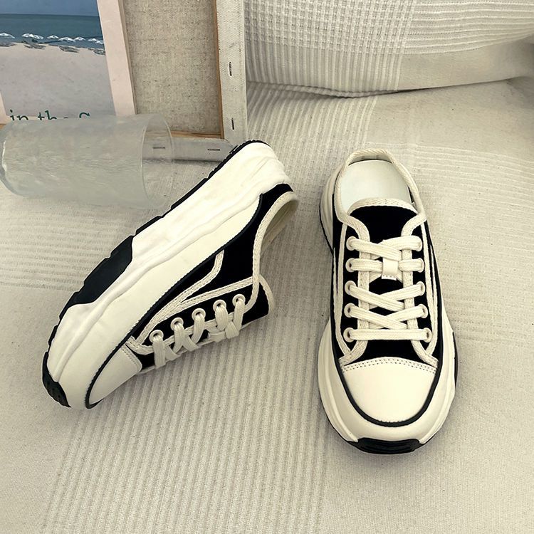 Dép Bít Mũi Chất Liệu Canvas Thời Trang Mùa Thu