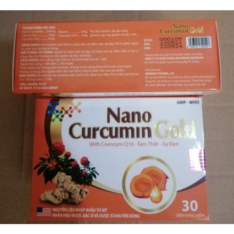 Nano curcumin gold hỗ trợ viêm loét dạ dày, trào ngược dạ dày.