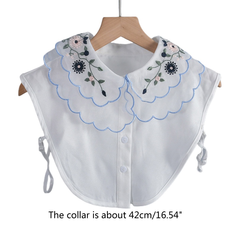 Áo Sơ Mi Lửng Cổ Bẻ Thêu Hoa Có Thể Tháo Rời Thời Trang Cho Nữ