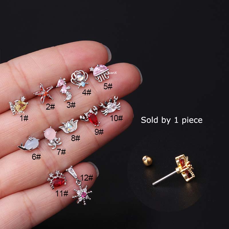 Chiếc Bông Tai Bằng Thép Không Gỉ Hình Động Vật Đại Dương 20 Gauge