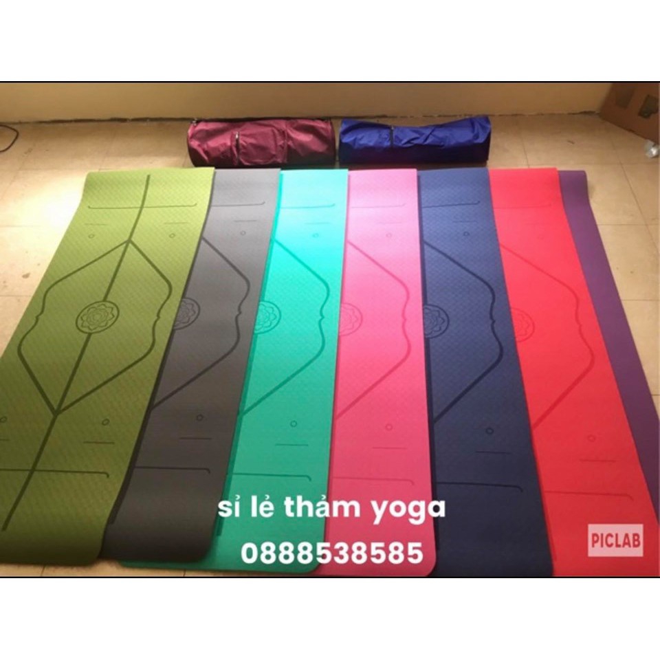 Thảm yoga định tuyến 6mm TPE Elite Sport tặng kèm túi đựng và dây buộc thảm