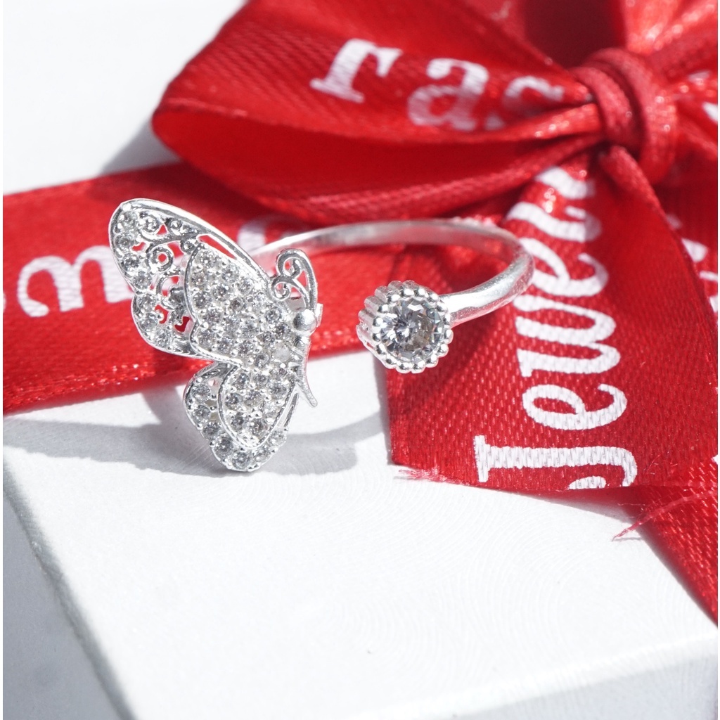 Nhẫn bạc 925 nữ đơn giản đẹp đính đá điệp vũ QMJ - Q730