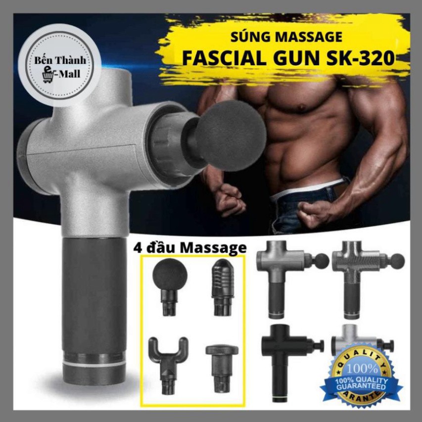 👑Ông Vua Bán Sỉ👑 Súng Massage Toàn Thân 4 Đầu 6 Chế Độ Fascial - Giảm Đau Mỏi Vai Gáy, Giãn Cơ Sau Tập