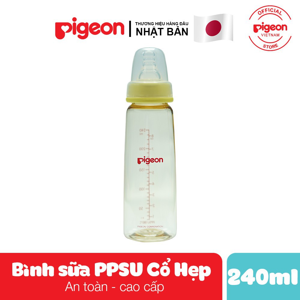 Bình sữa cổ hẹp PPSU Pigeon 160ml/ 240ml