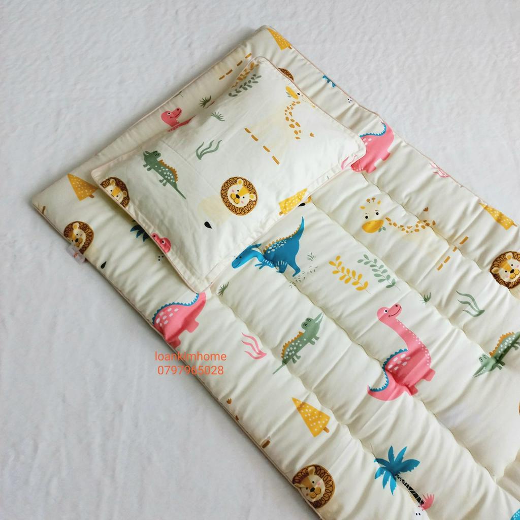 Combo nệm + gối nhà trẻ, bé đi mẫu giáo và bán trú tiểu học 1 đến 8 tuổi Kimhome