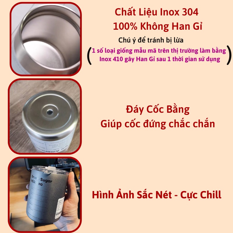 Bình đựng nước giữ nhiệt bằng thép không gỉ có ống hút dung tích 600ml, Ly cốc giữ nhiệt cute uống cà phê dùng văn phòng