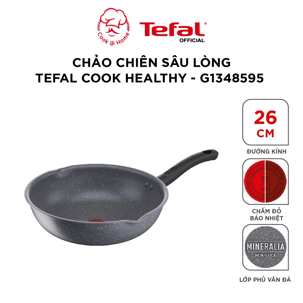 Chảo chiên sâu lòng Tefal Cook Healthy size 24, 26, 28cm G1348495/G1348595/G1348695