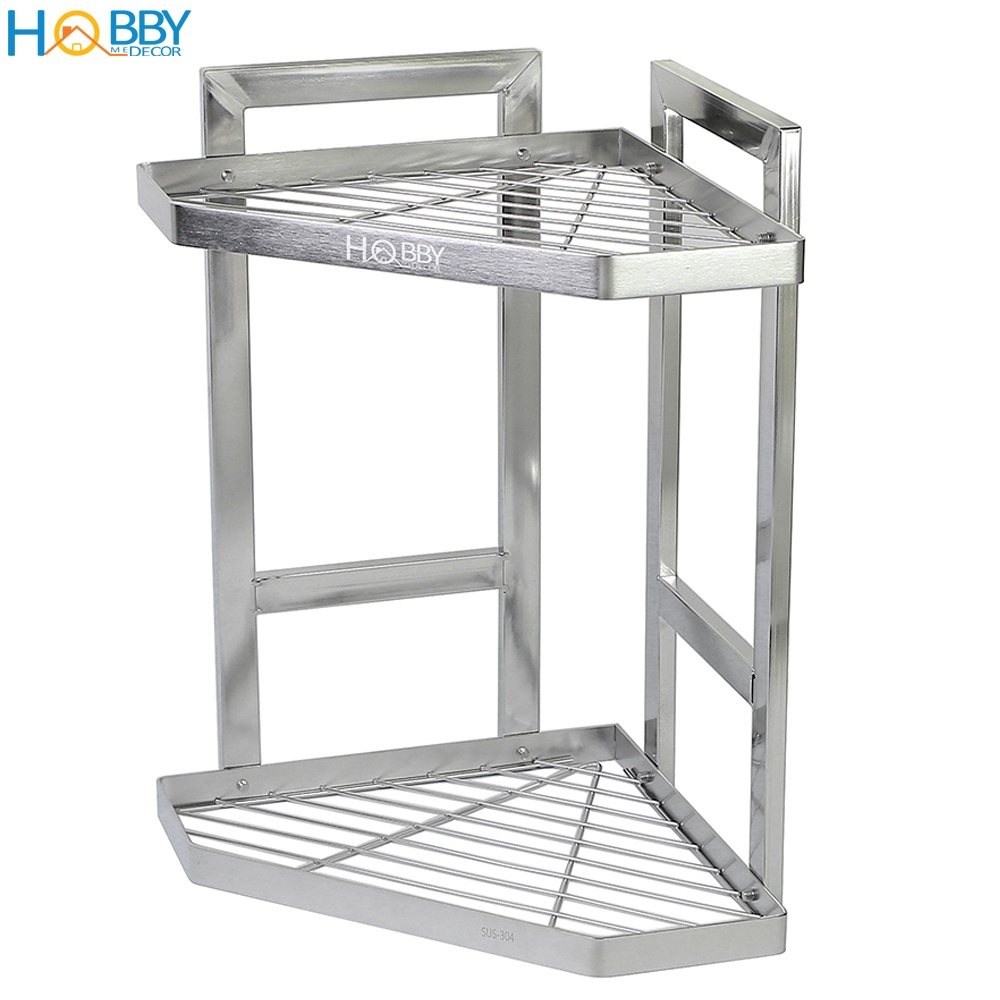 Kệ để gia vị góc bếp 2 tầng HOBBY Home Decor KG2T Inox 304 không rỉ sét - phù hợp để góc bếp cho gọn đồ