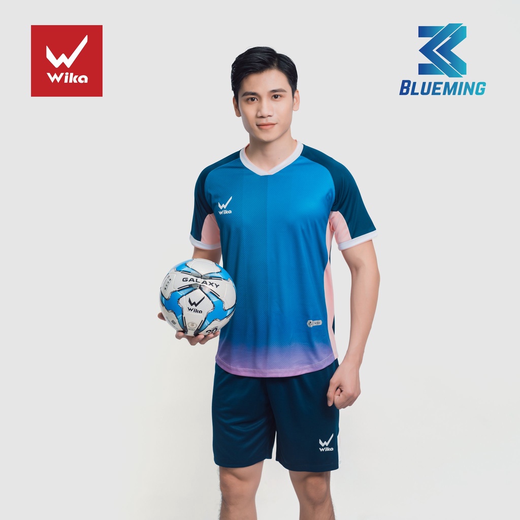 Áo Bóng Đá Wika BlueMing Chính Hãng,Áo Đá Banh Không Logo Co Dãn Thấm Hút Mồ Hôi