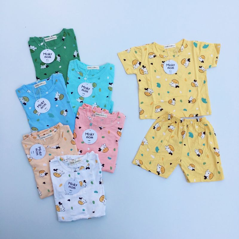 Bộ cộc tay Minky Mom in hình thun lạnh cho bé từ 5kg-19kg [HÀNG CHUẨN]