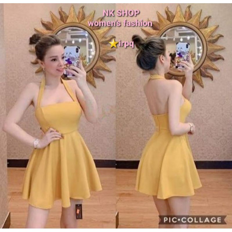 Đầm xòe cổ yếm hở lưng, hàng thiết kế