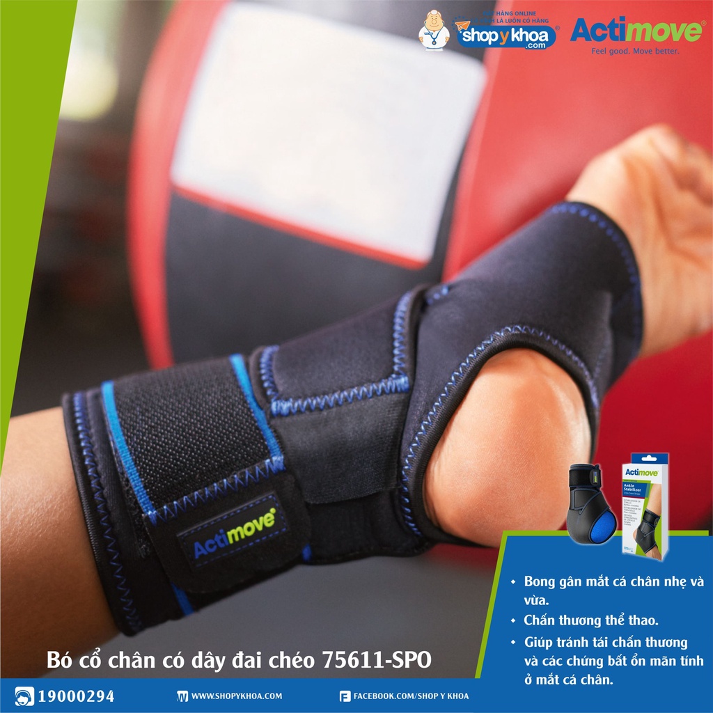 [CÓ QUÀ TẶNG] Bó cổ chân có dây đai chéo 75611-SPO Actimove Ankle Stabilizer