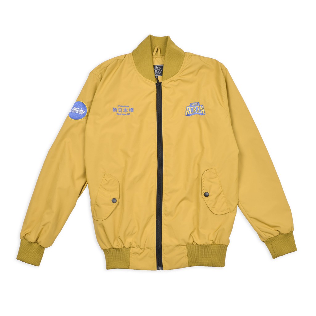 Rockzoneinc. Áo Khoác Bomber - Màu Vàng Thẳng Đứng