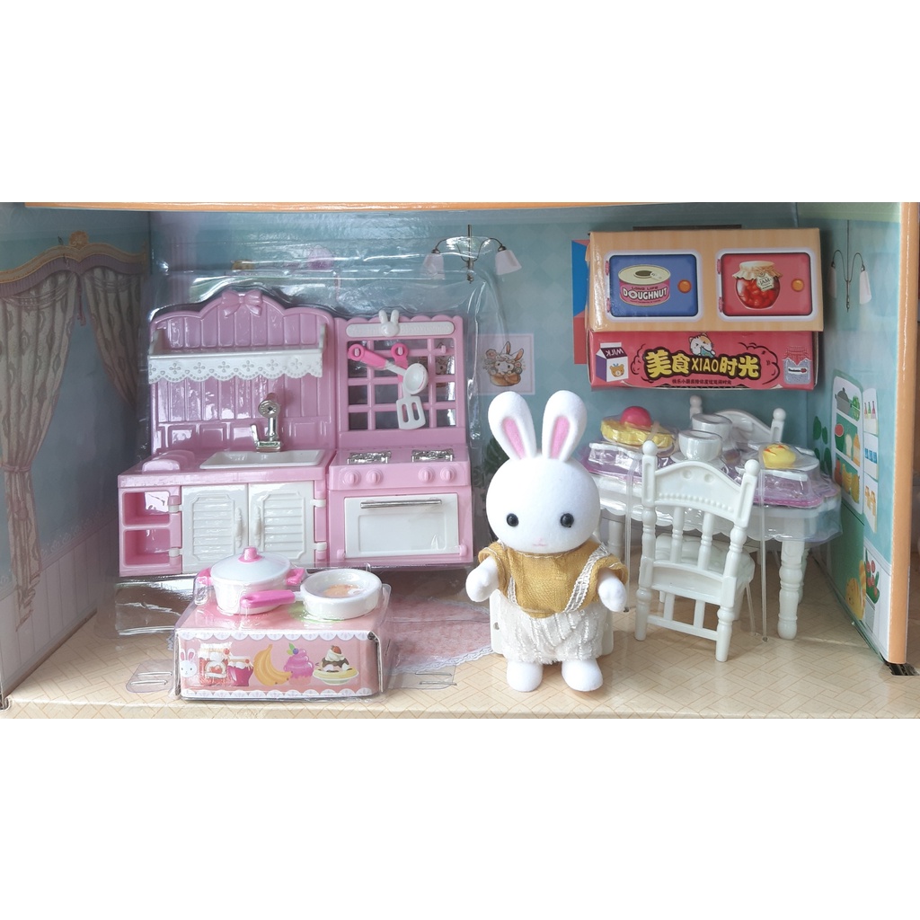 Bộ đồ chơi mô hình nhà thỏ thiết kế vô cùng tinh xảo, đẹp, sắc nét đến từng chi tiết nhỏ 4 trong 1