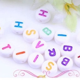 5/10/25gam Hạt Chữ Cái tròn nền trắng chữ đủ màu