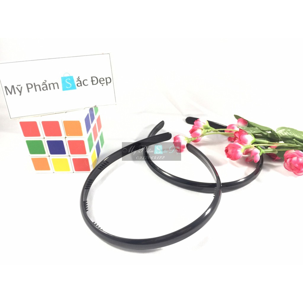 Băng đô cài tóc nhựa đen trơn dẻo không gãy bộ 3 cái