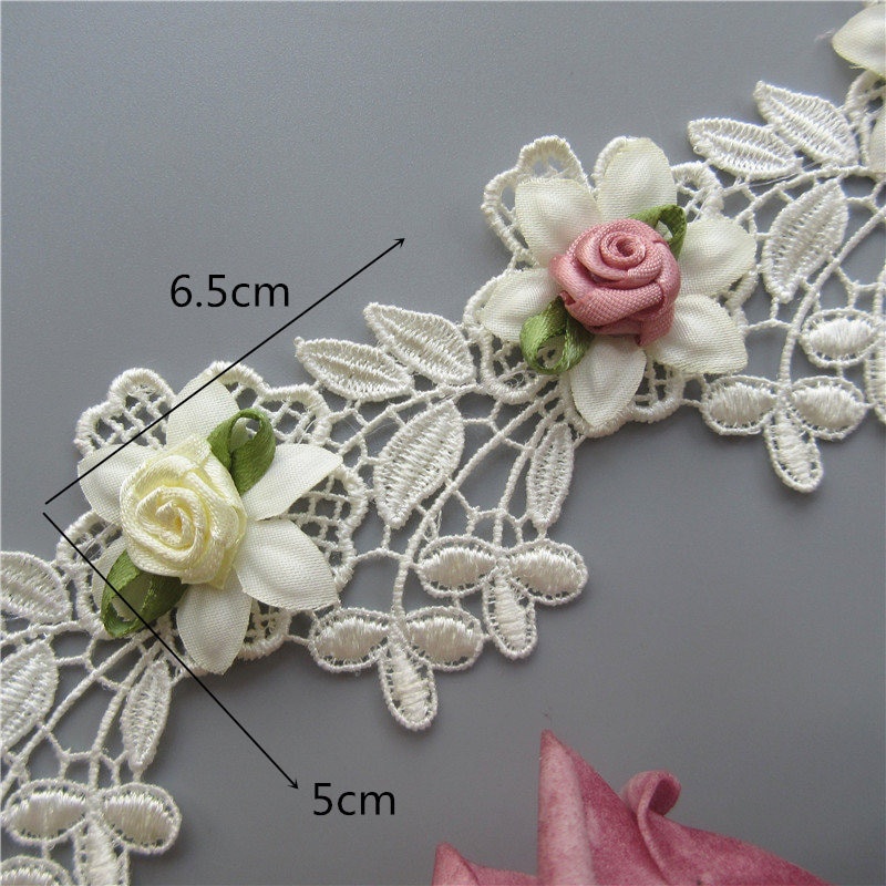 Set 12 Dây Ruy Băng Thêu Hoa Hồng Trang Trí Váy Cưới